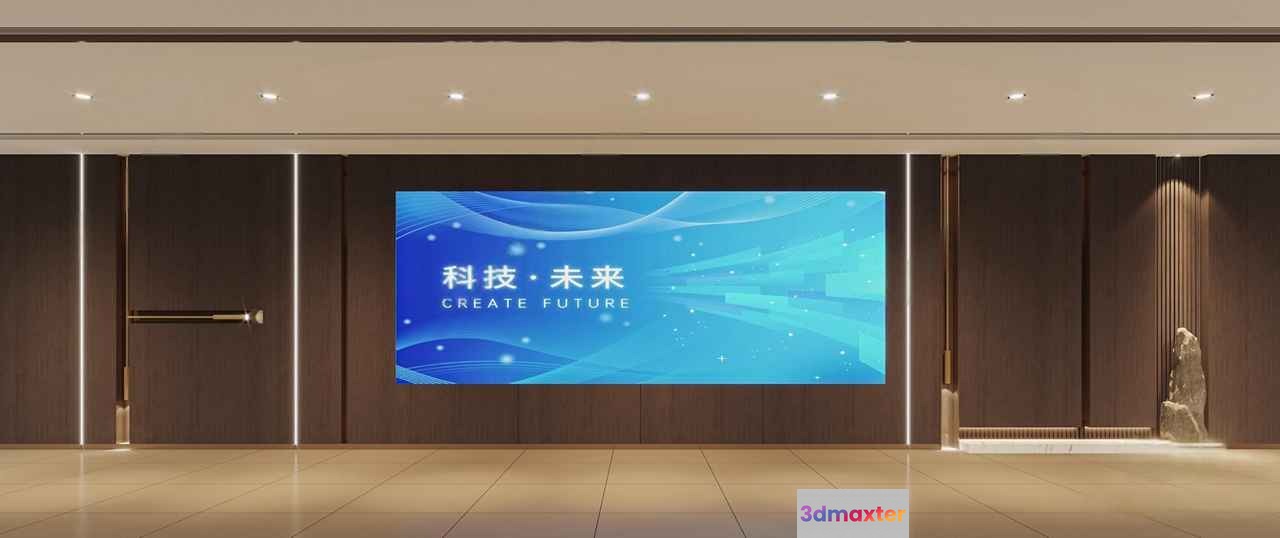A Large Screen With Chinese Characters 3D Model - 15821 - CORONA Render