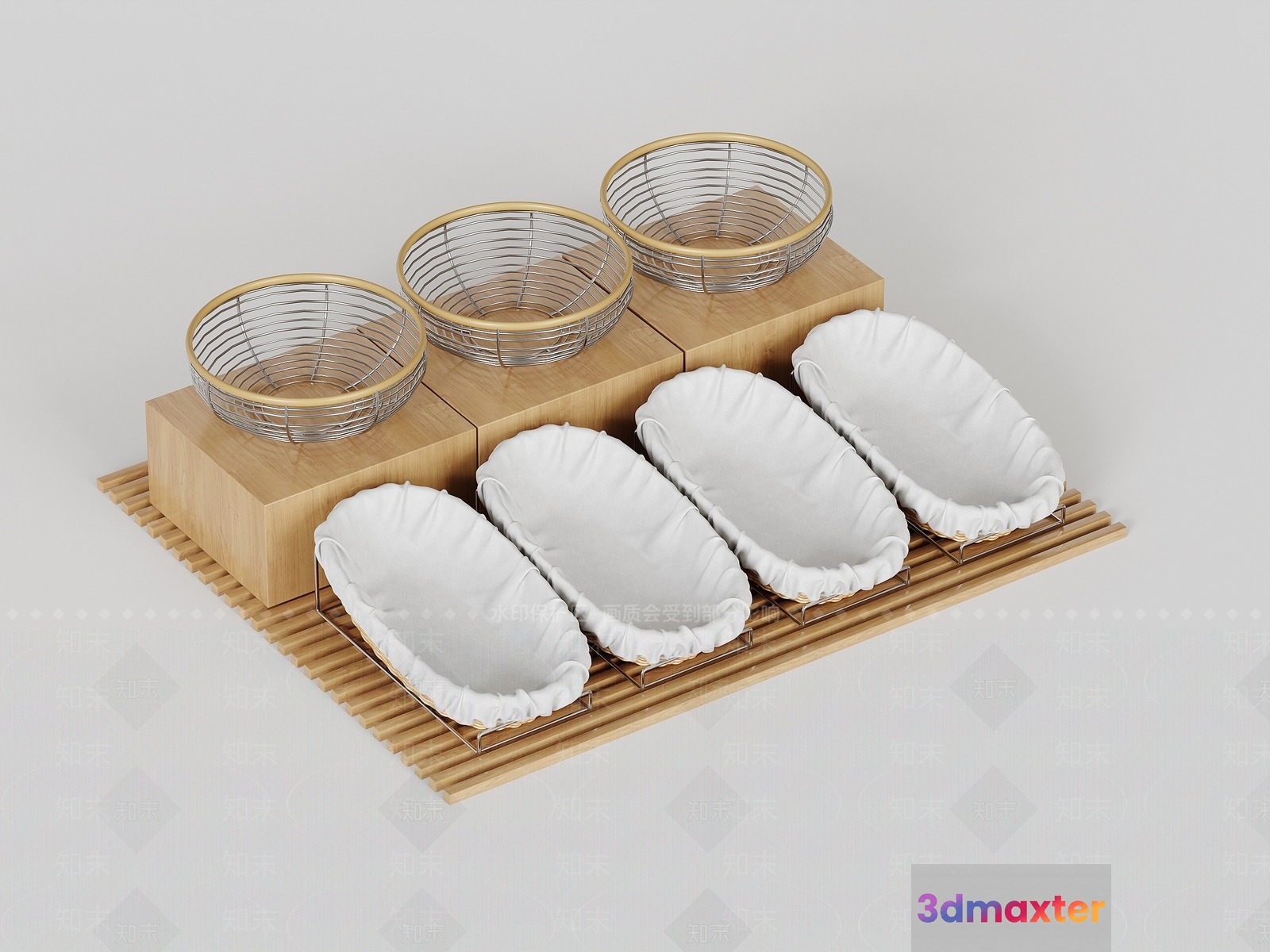 A Set Of Bamboo Baskets 3D Model - 7515 - VRAY Render