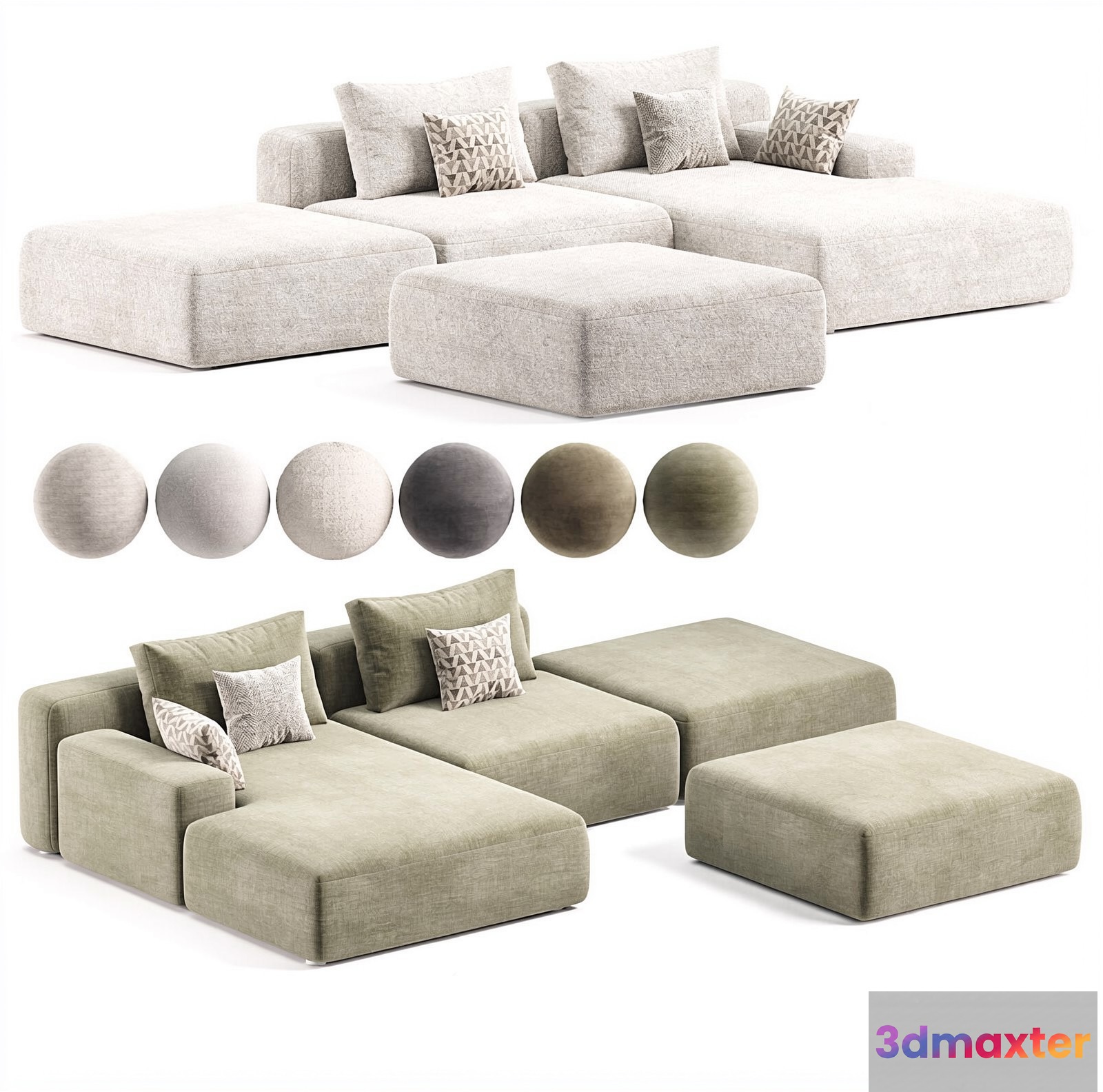 Modern Sectional Sofa 3D Model - 21294 - VRAY Render