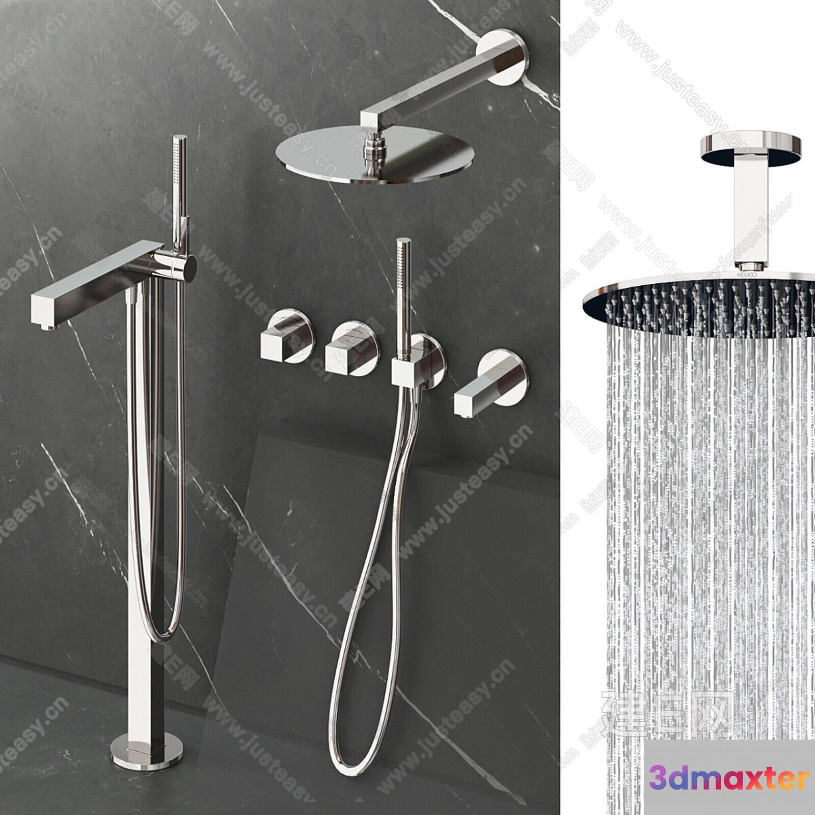 Modern Silver Shower 3D Model - 3752 - VRAY Render