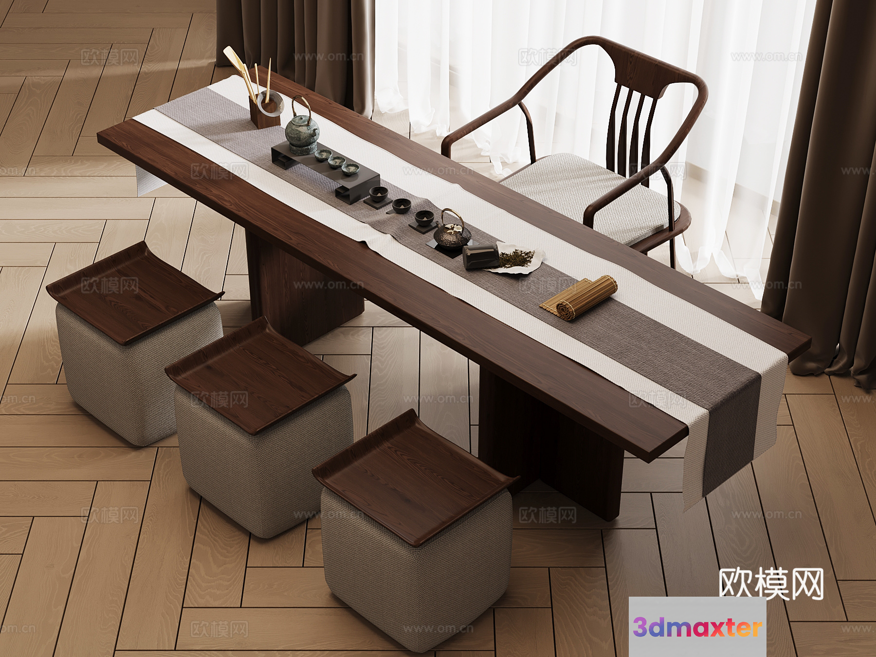 Modern Asian-Style Table 3D Model - 6820 - VRAY Render