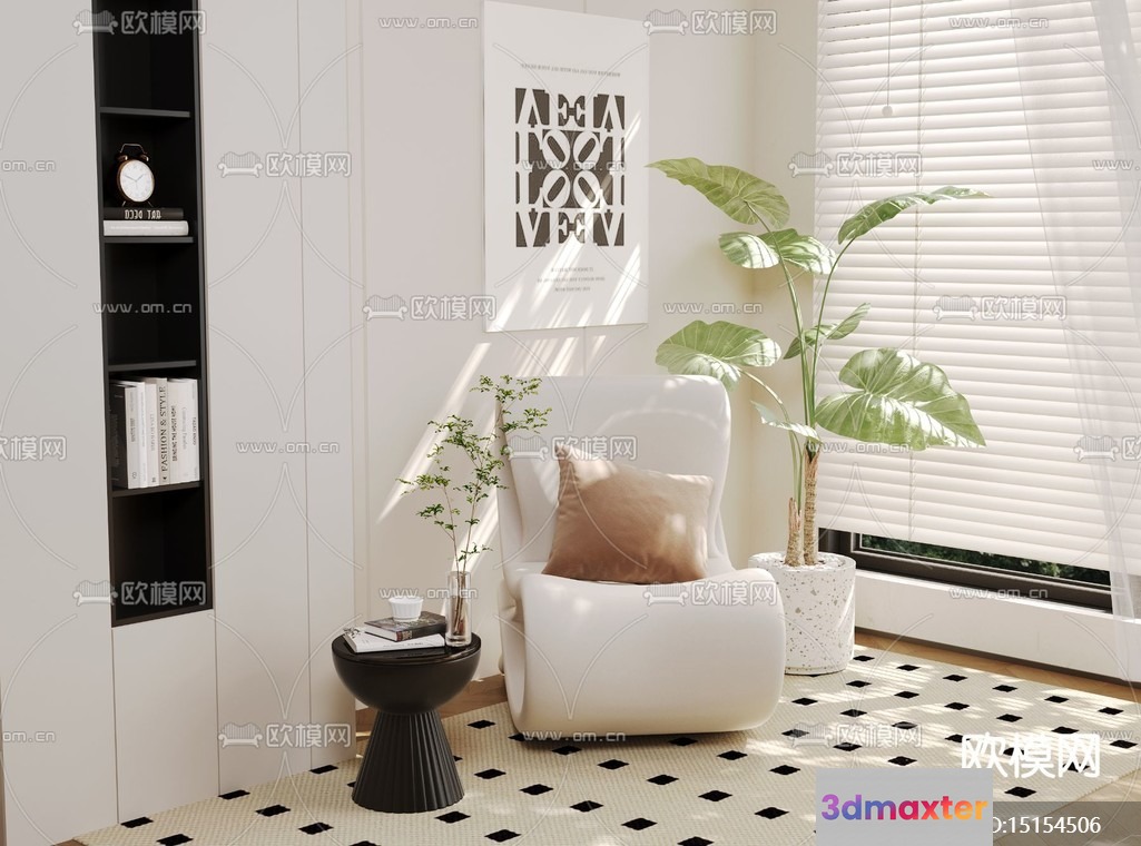 Cozy Reading Nook 3D Model - 1246 - VRAY Render