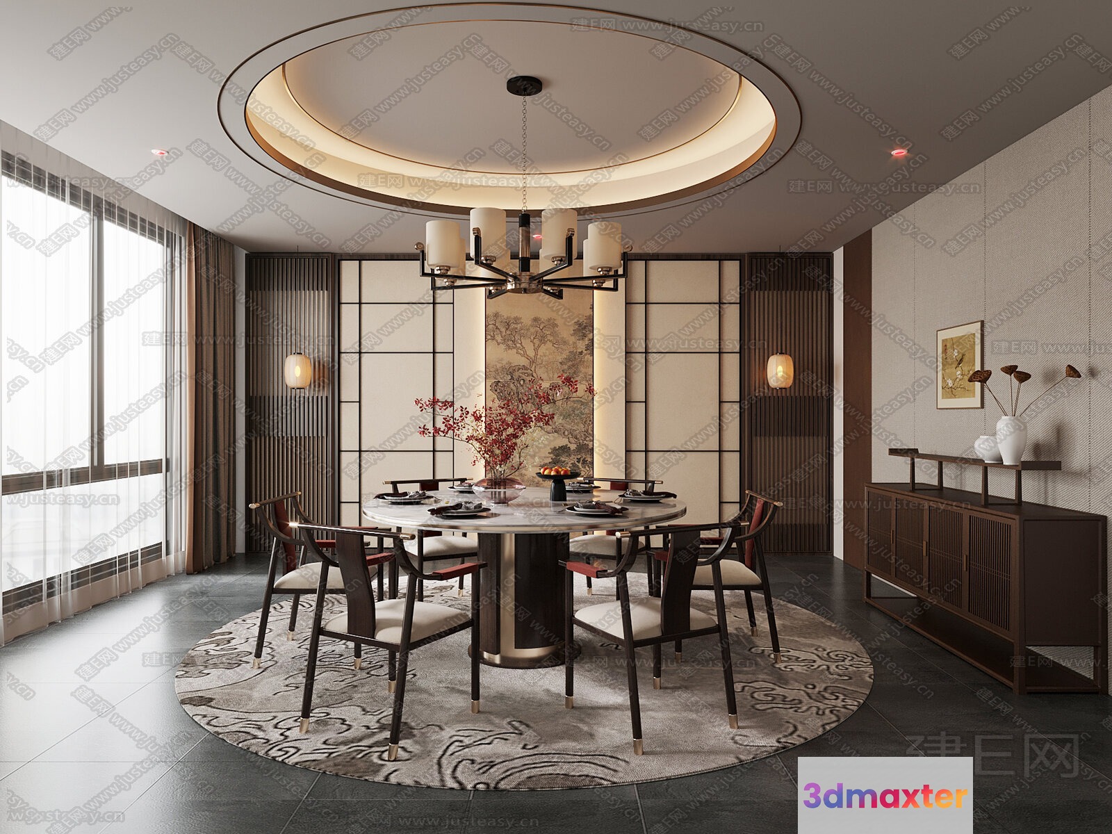 A Luxurious Dining Room 3D Model - 18305 - VRAY Render
