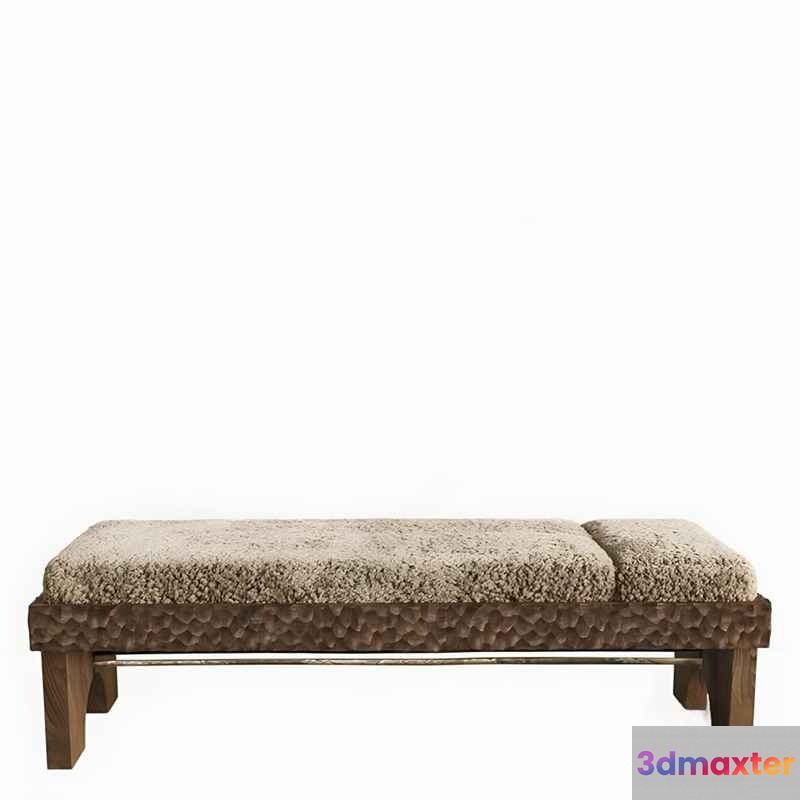 A Wooden Bench With A Beige Cushion 3D Model - 8179 - VRAY Render