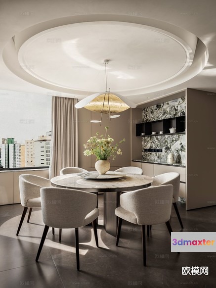 Modern Dining Room 3D Model - 4105 - VRAY Render