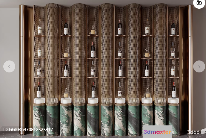 A Shelf With Wine Bottles 3D Model - 5035 - CORONA Render