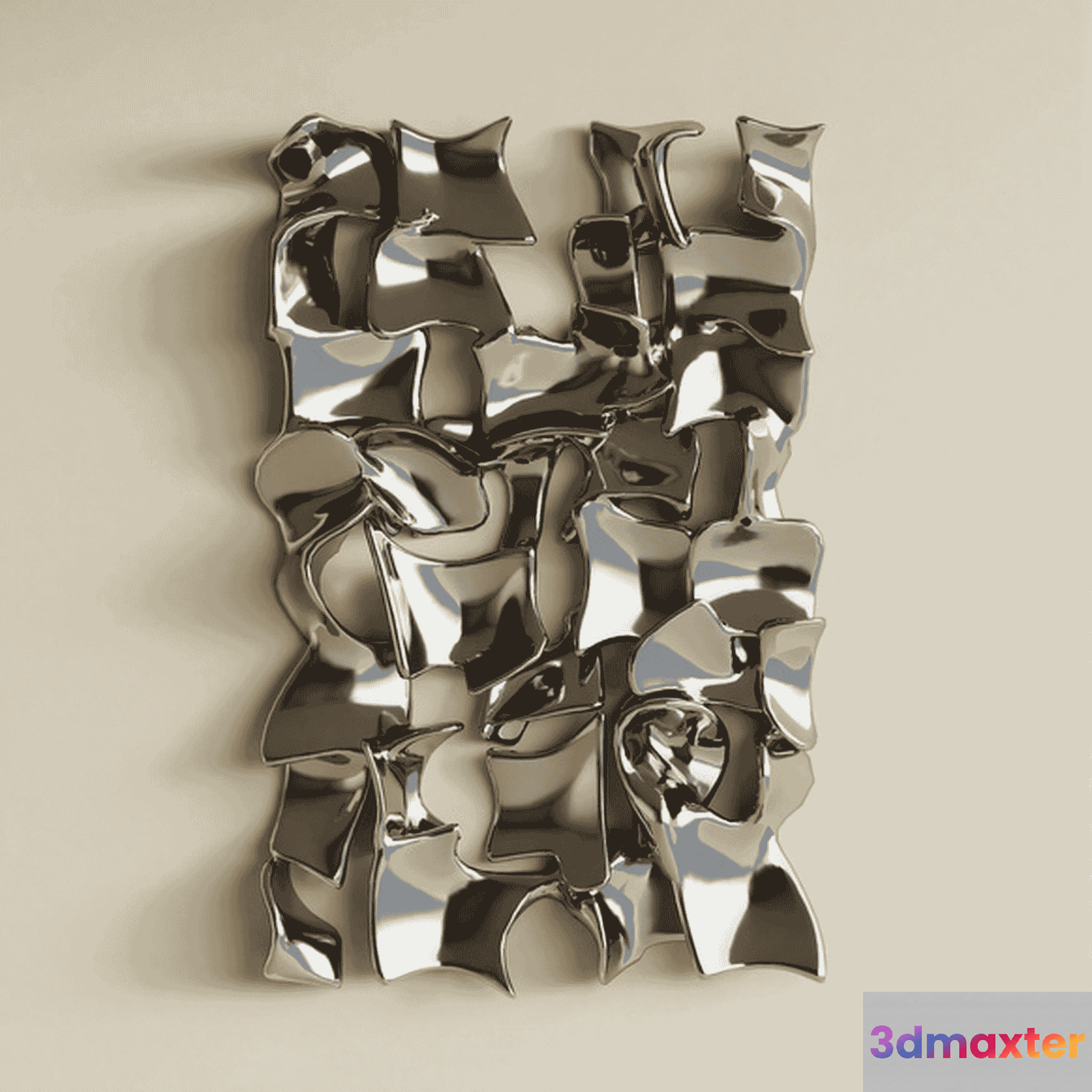 A Silver Metal Wall Art Piece 3D Model - 15133 - VRAY Render