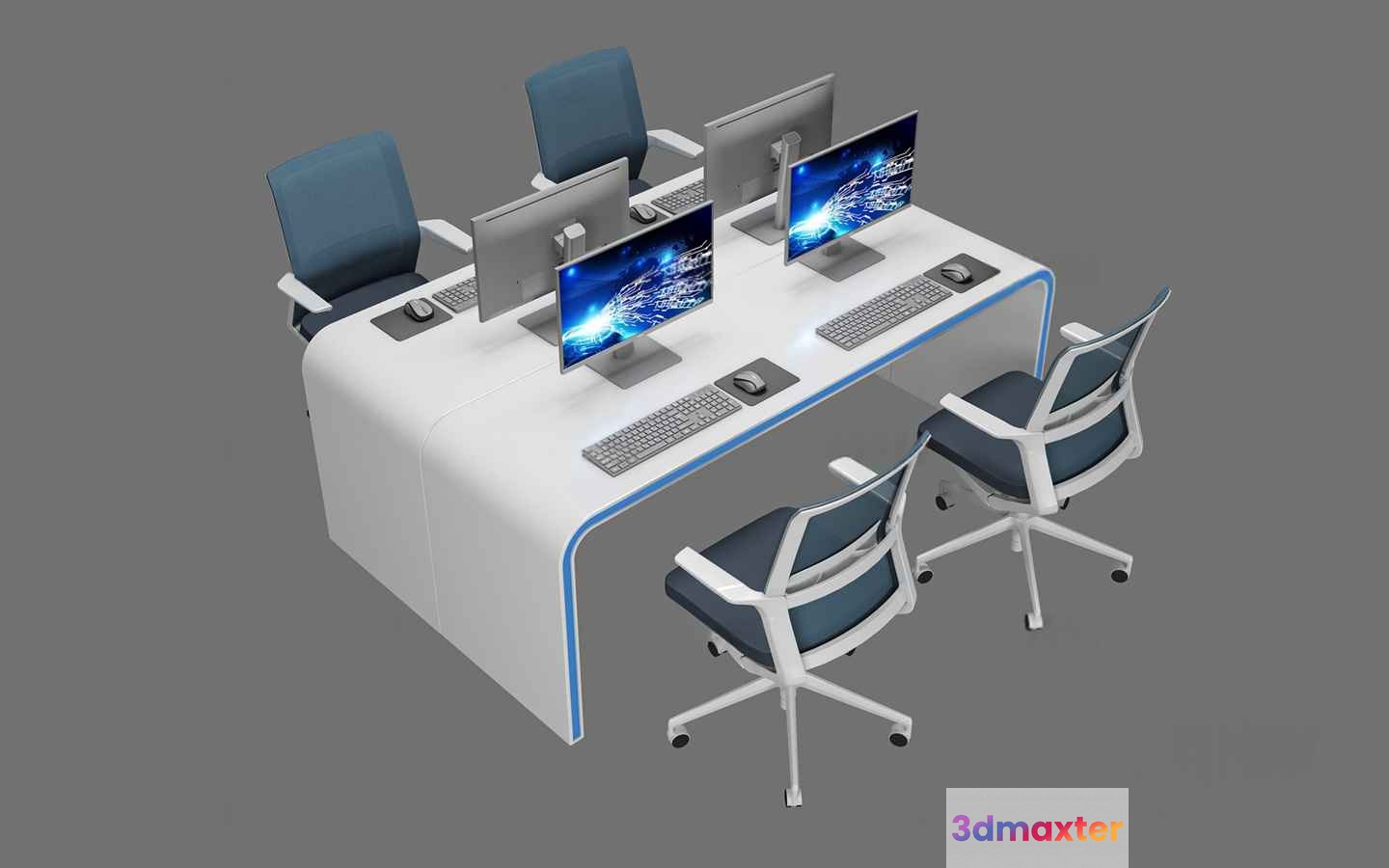 Modern Office Desk 3D Model - 2086 - CORONA Render