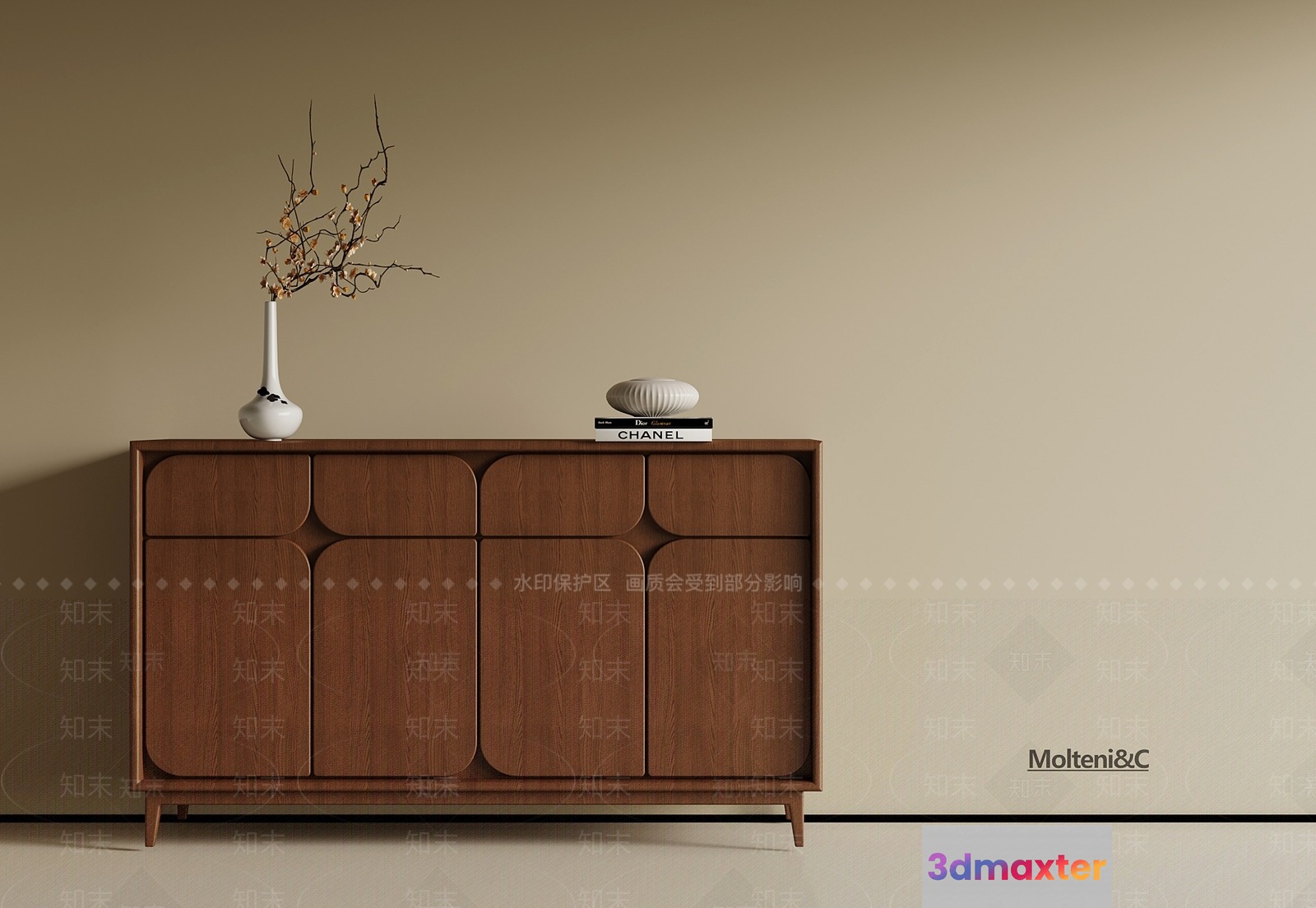 Mid-Century Sideboard 3D Model - 20126 - VRAY Render