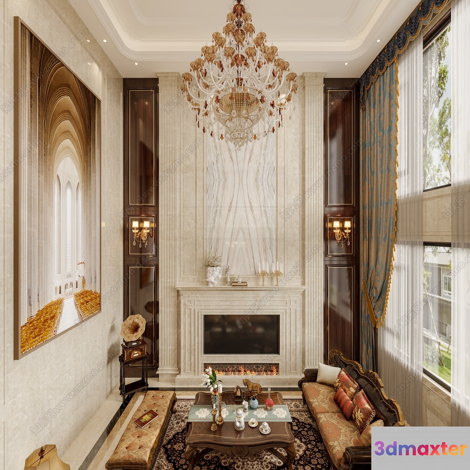 Luxurious Living Room 3D Model - 12255 - VRAY Render
