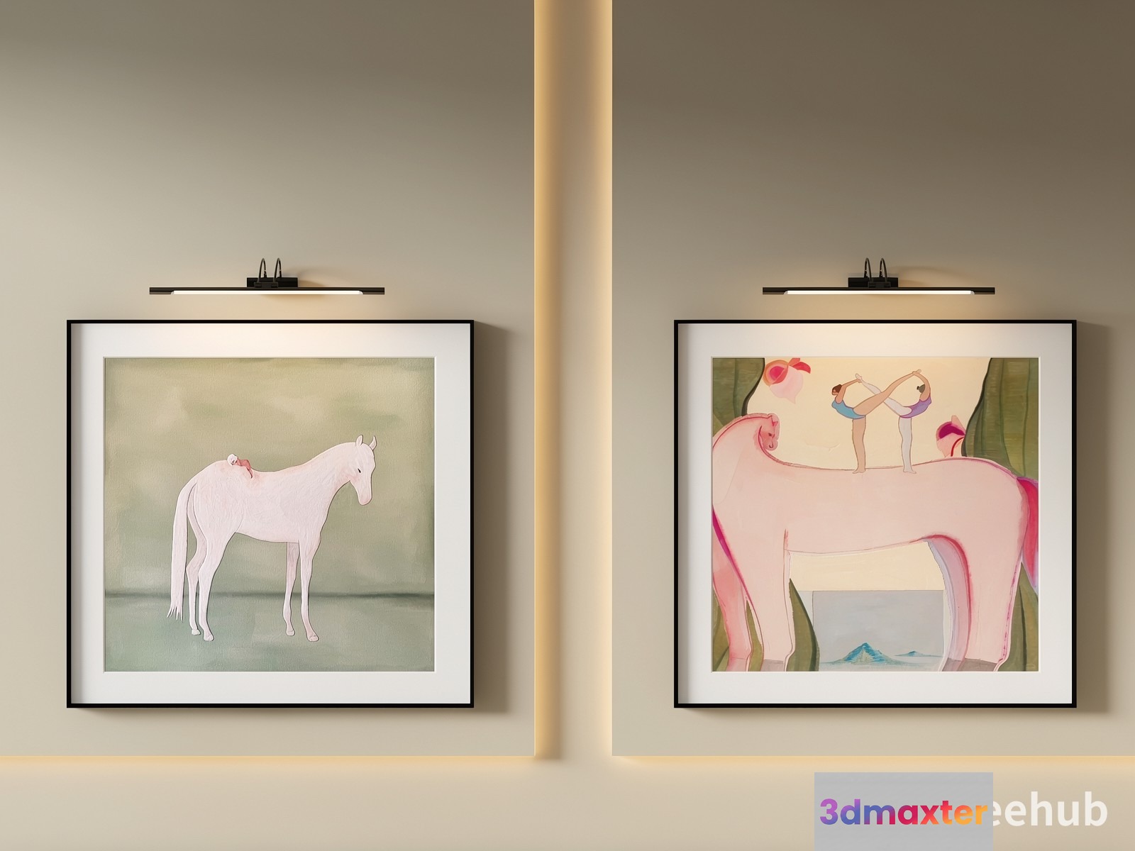Artwork Featuring Horses 3D Model - 20854 - VRAY Render