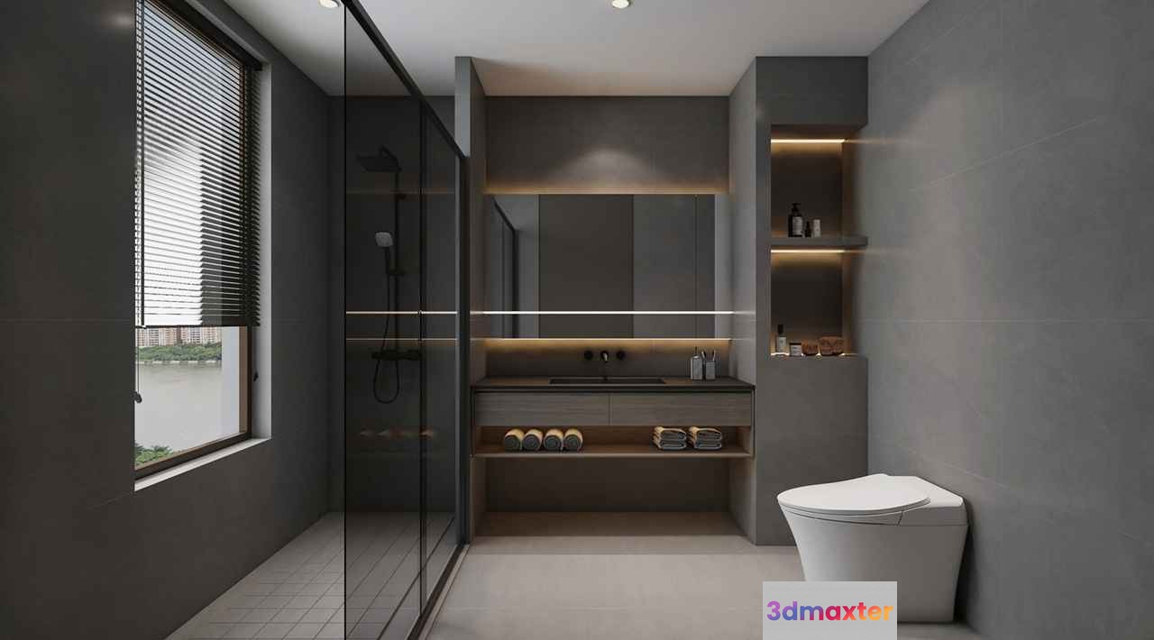 Modern Bathroom 3D Model - 1221 - VRAY Render