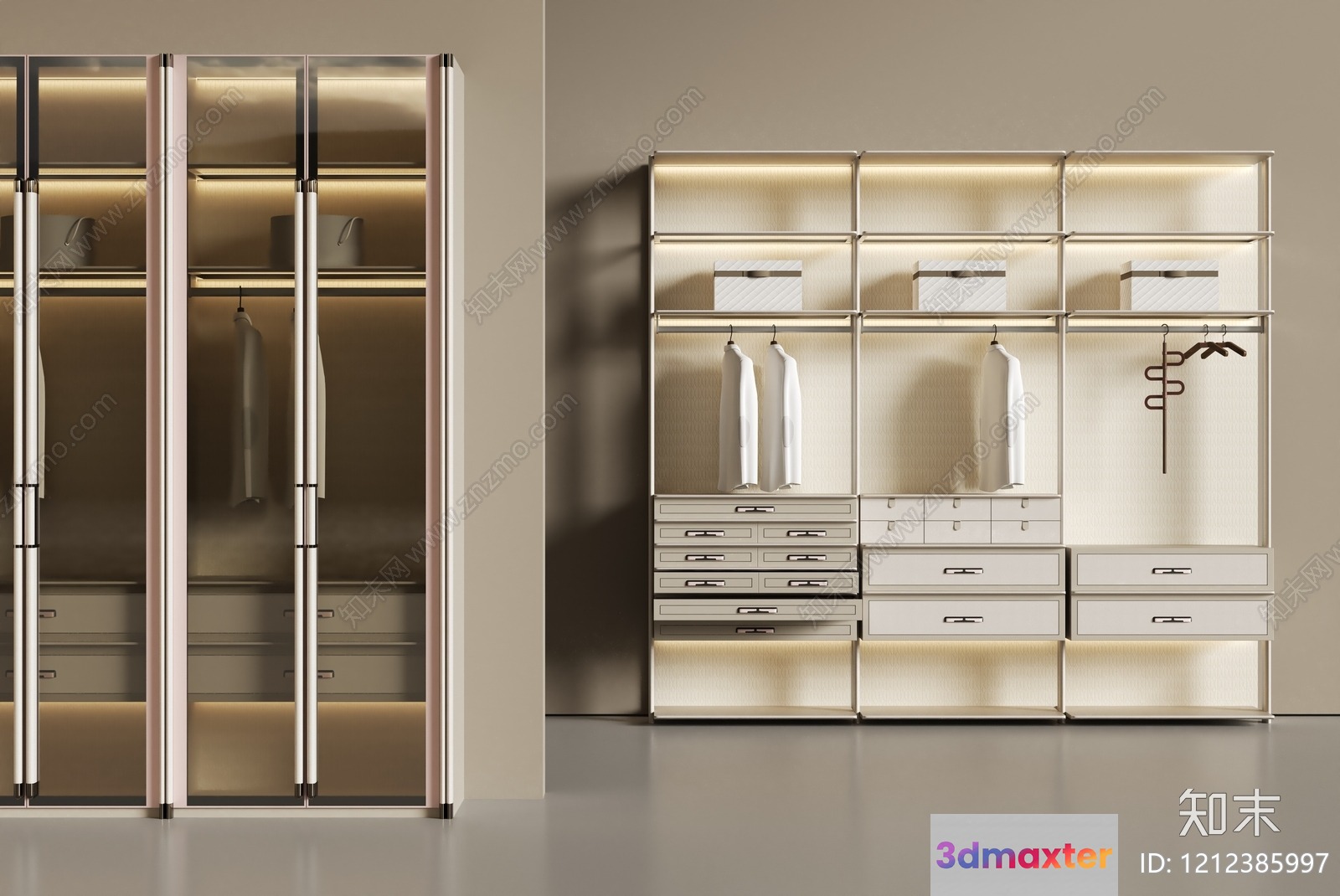 Modern White Wardrobe 3D Model - 20651 - VRAY Render