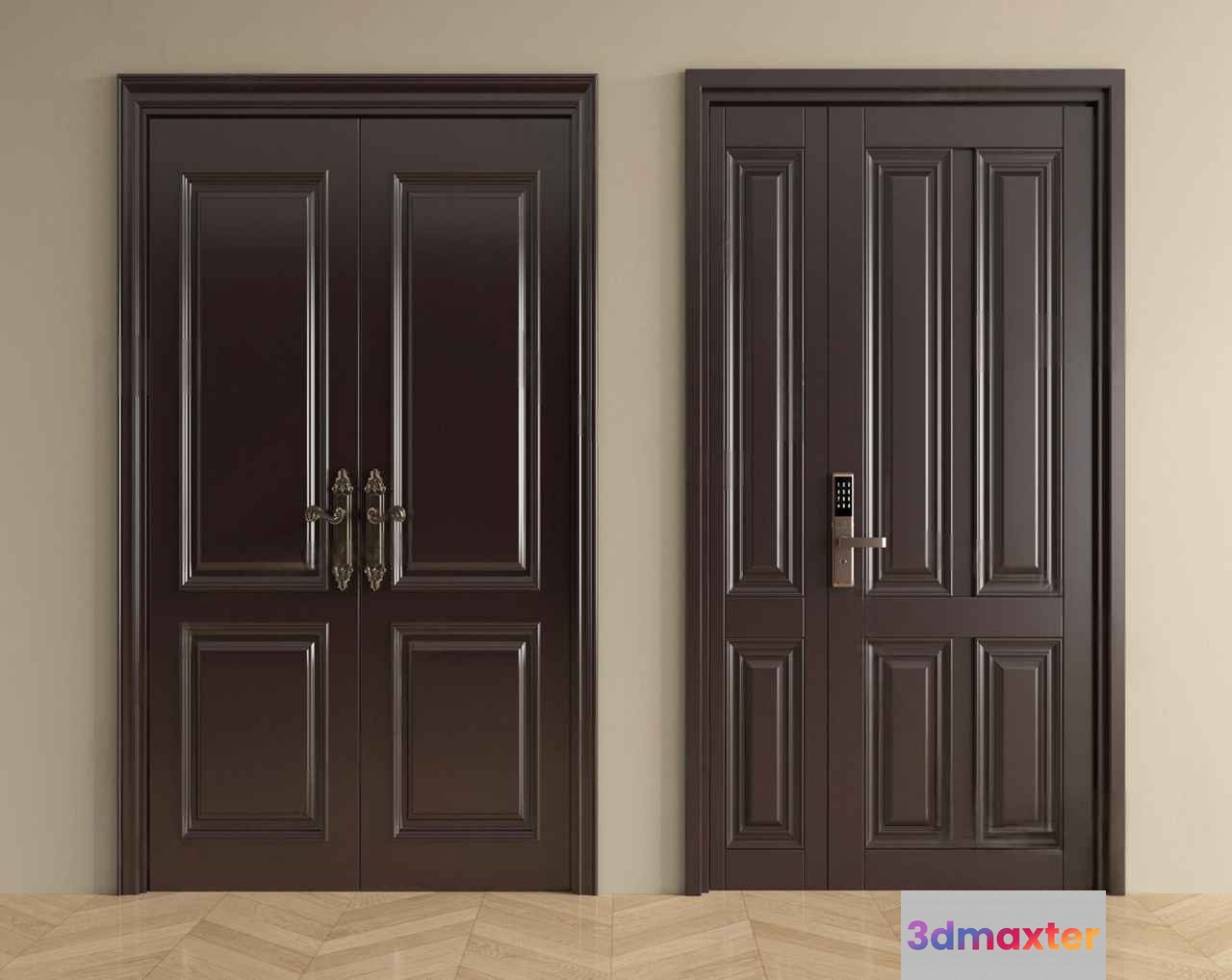 Two Black Doors 3D Model - 8023 - VRAY Render