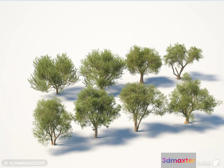 Trees With Green Foliage 3D Model - 5928 - VRAY Render