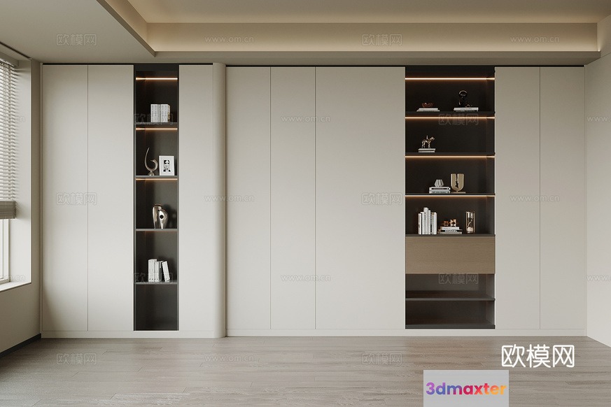 Modern Bookshelf With Lighting 3D Model - 18479 - VRAY Render