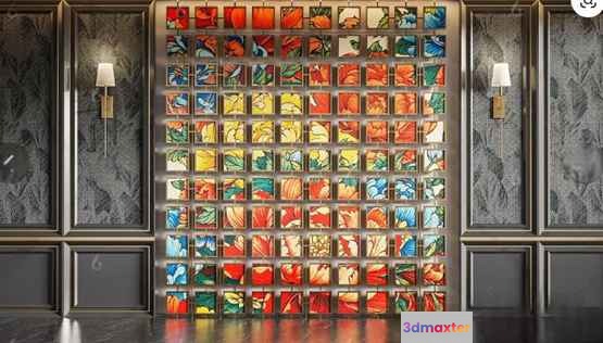 Colorful Wall Art 3D Model - 7396 - VRAY Render