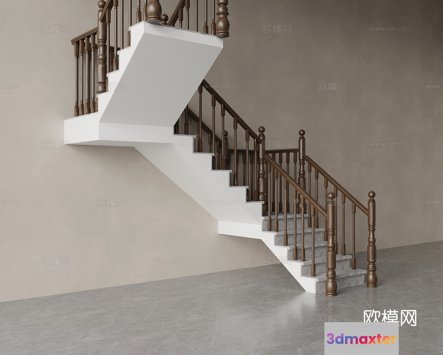 A Wooden Staircase 3D Model - 2679 - VRAY Render