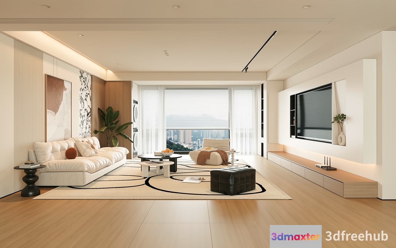 Modern Living Room 3D Model - 21635 - VRAY Render