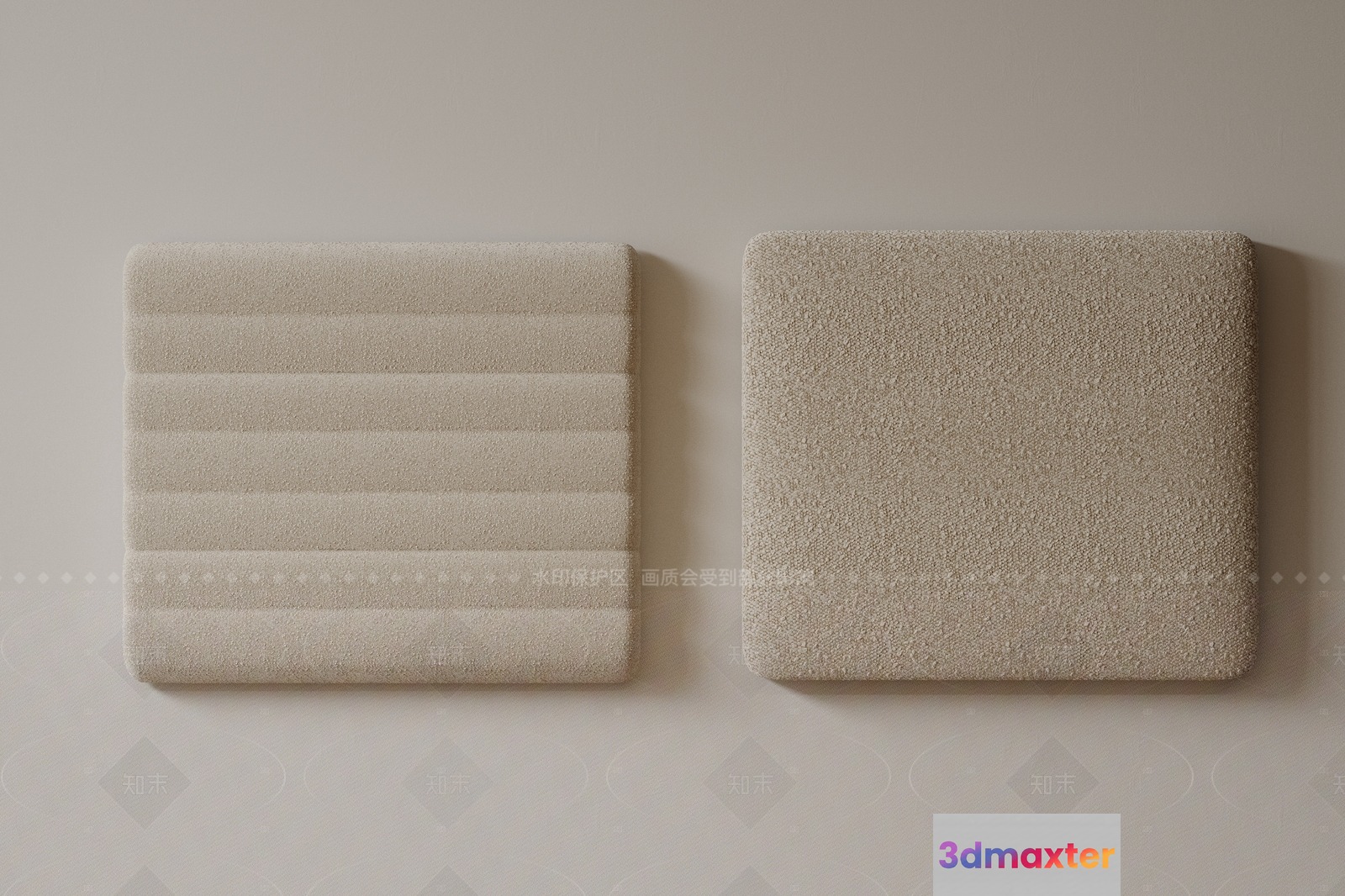 Two Beige Coasters 3D Model - 13101 - VRAY Render