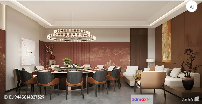 Modern Living Room 3D Model - 11351 - VRAY Render