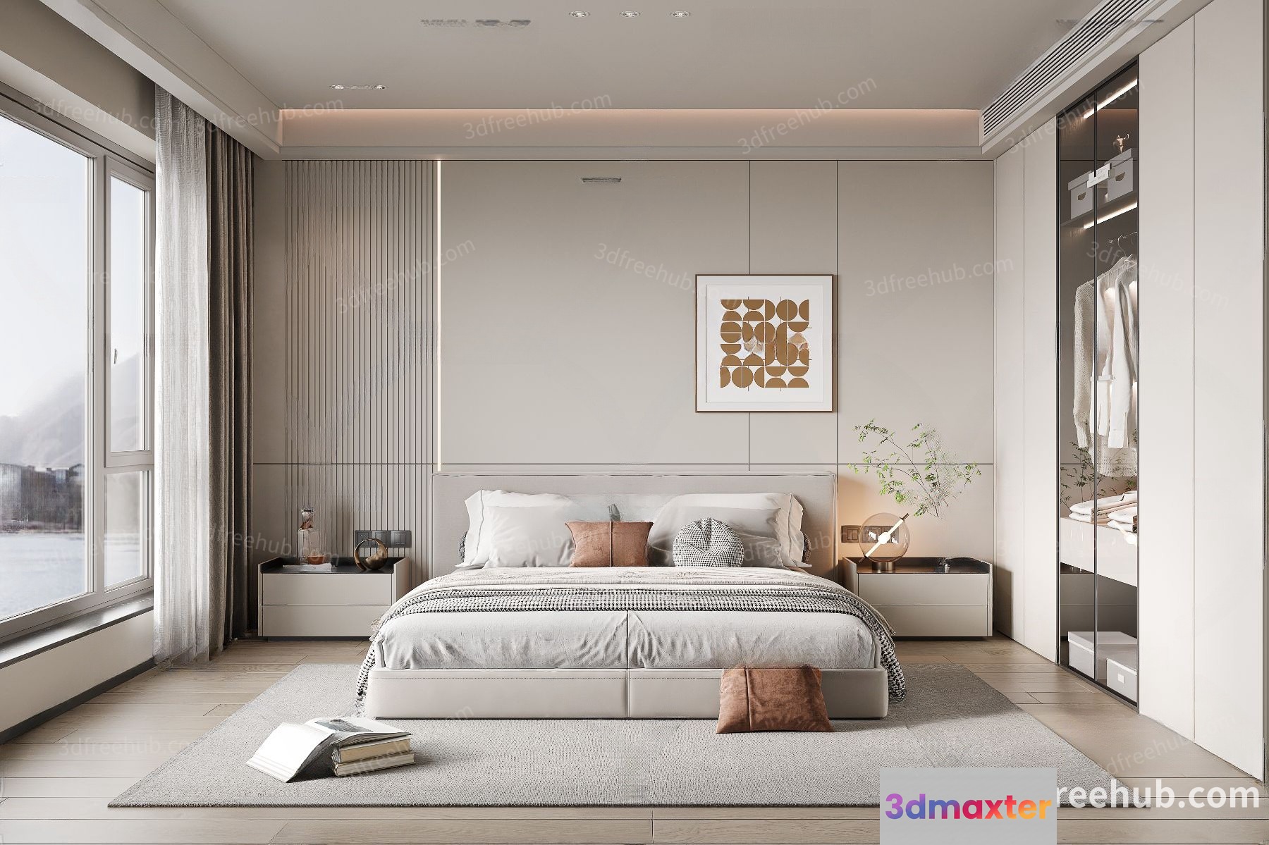 A Modern Bedroom 3D Model - 18962 - VRAY Render