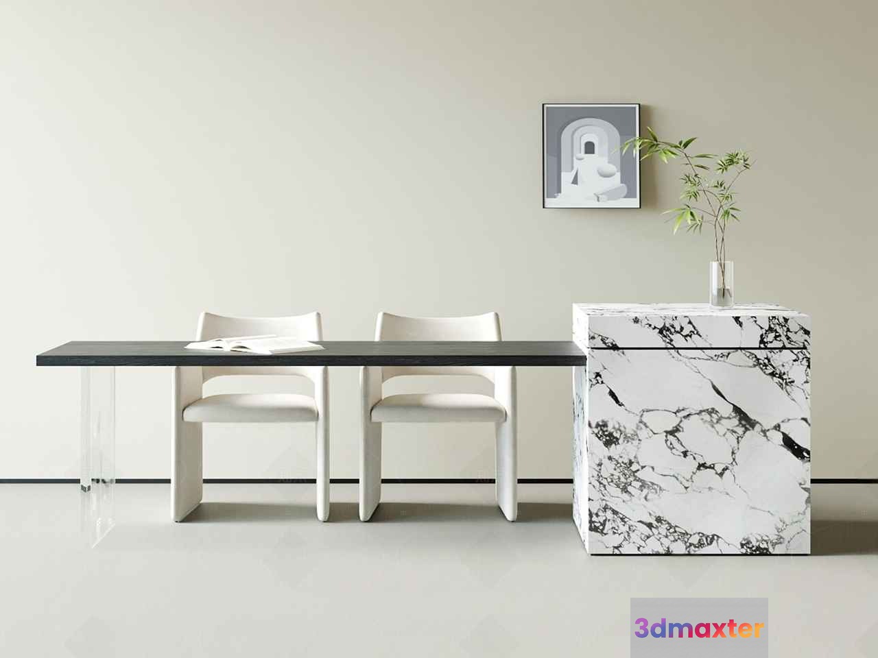 Minimalist Office Space 3D Model - 12526 - VRAY Render