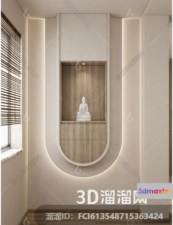A Minimalist Room With A Buddha Statue 3D Model - 3979 - VRAY Render