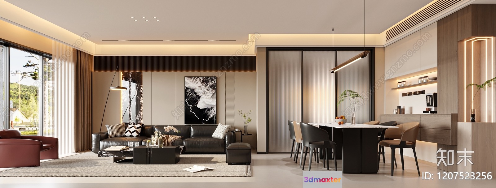Modern Living Room 3D Model - 8415 - VRAY Render