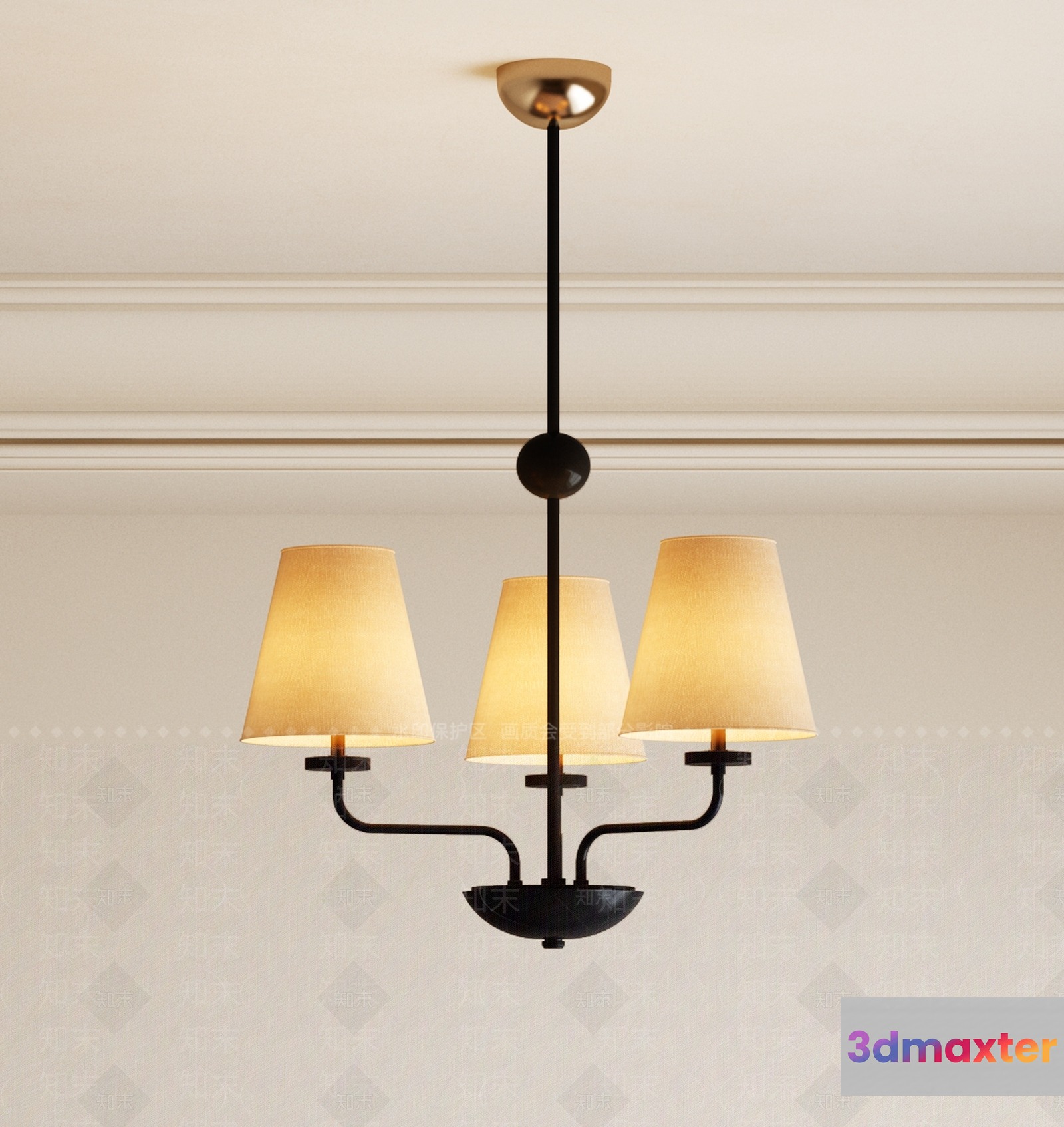 Gold Light Fixture 3D Model - 1316 - VRAY Render