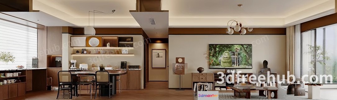 Modern Living Room 3D Model - 18912 - VRAY Render