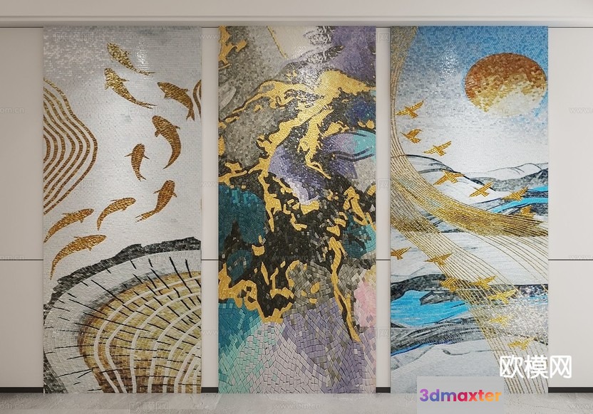 Modern Art Mural 3D Model - 1856 - VRAY Render