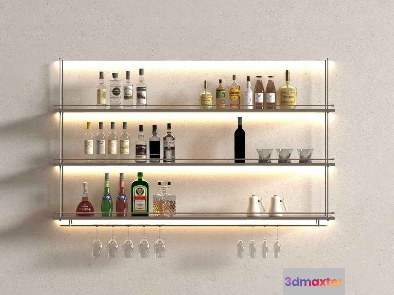 Modern Bar Shelving 3D Model - 17363 - VRAY Render