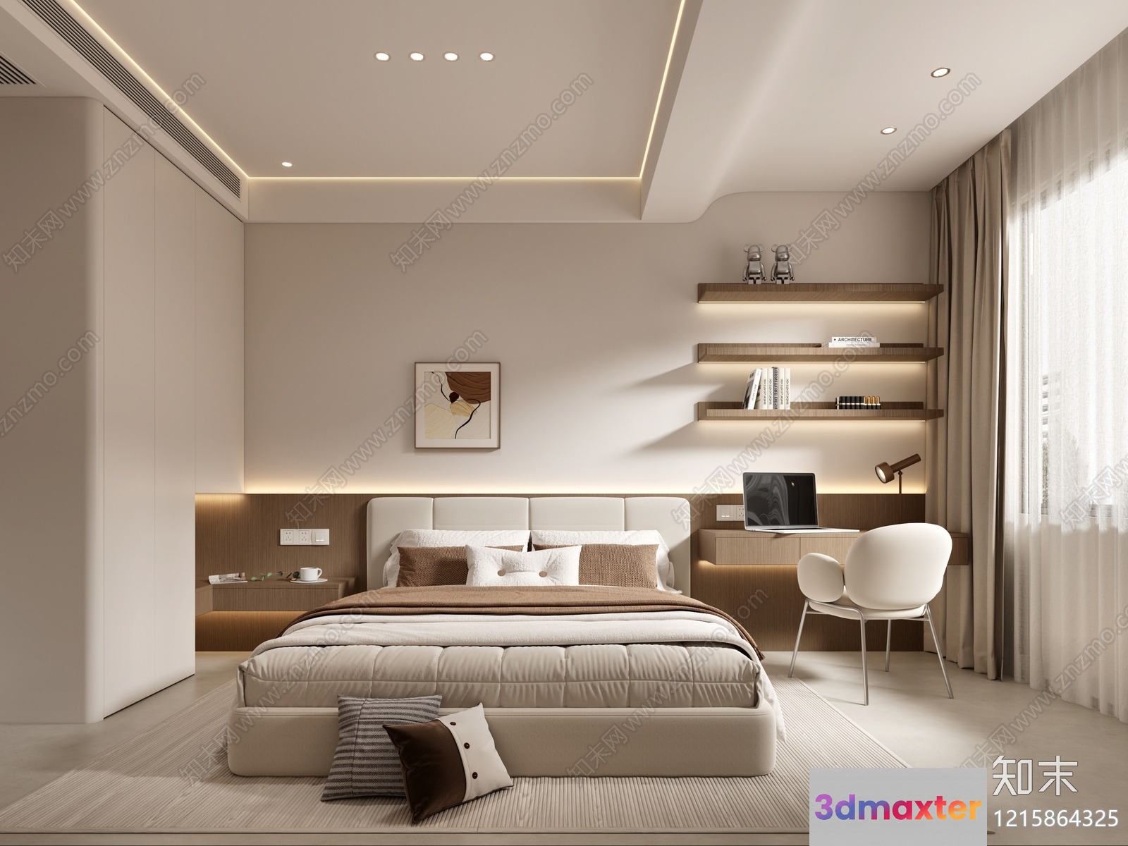 Cozy Bedroom 3D Model - 13204 - VRAY Render