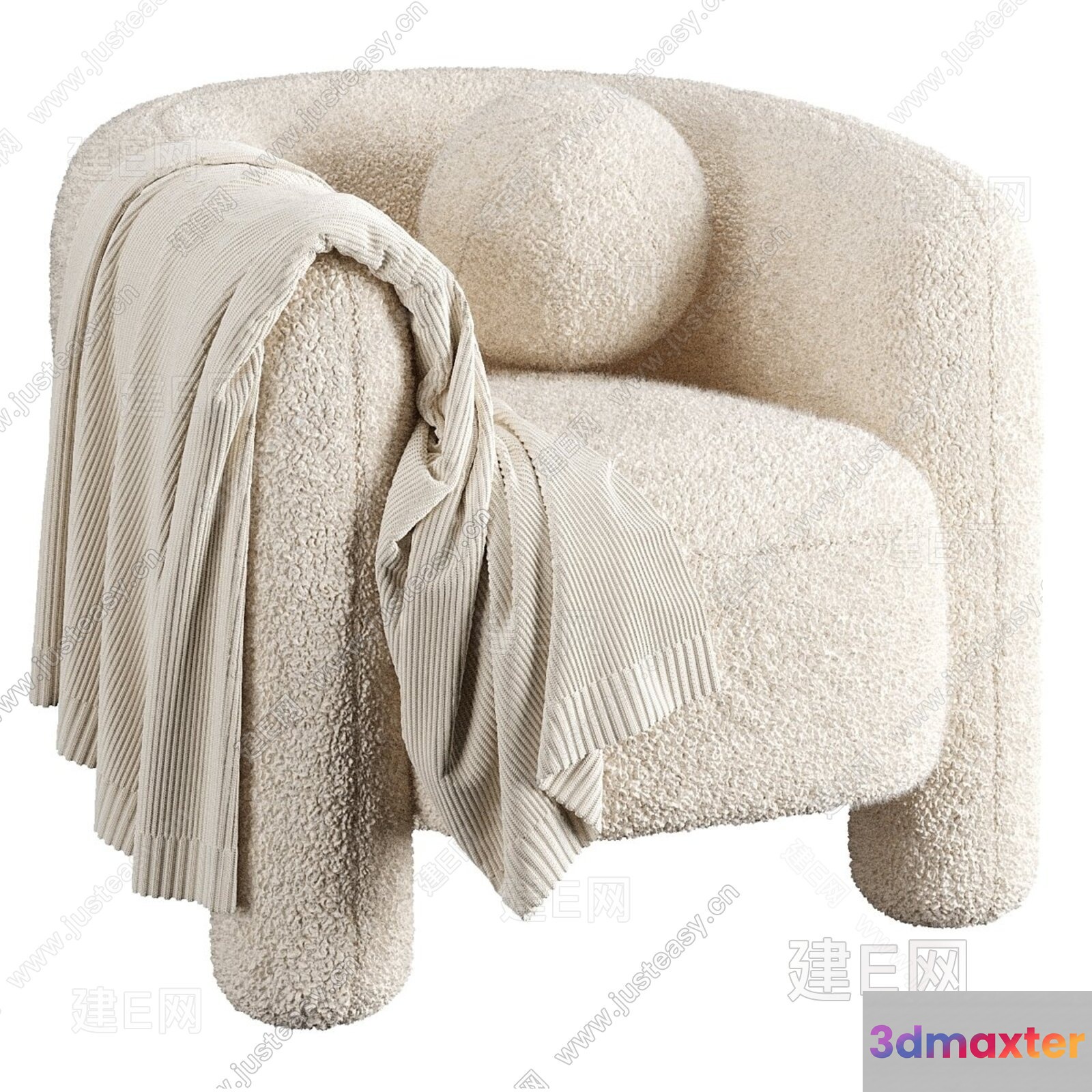Cozy Cream Chair 3D Model - 9179 - VRAY Render