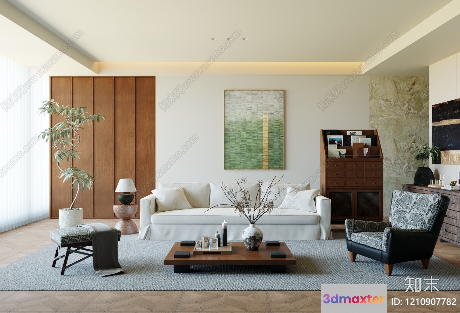 Modern Living Room 3D Model - 9110 - VRAY Render