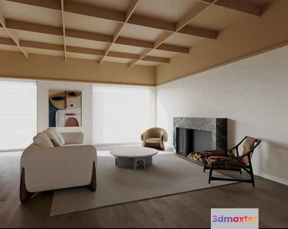 Modern Living Room 3D Model - 7382 - CORONA Render
