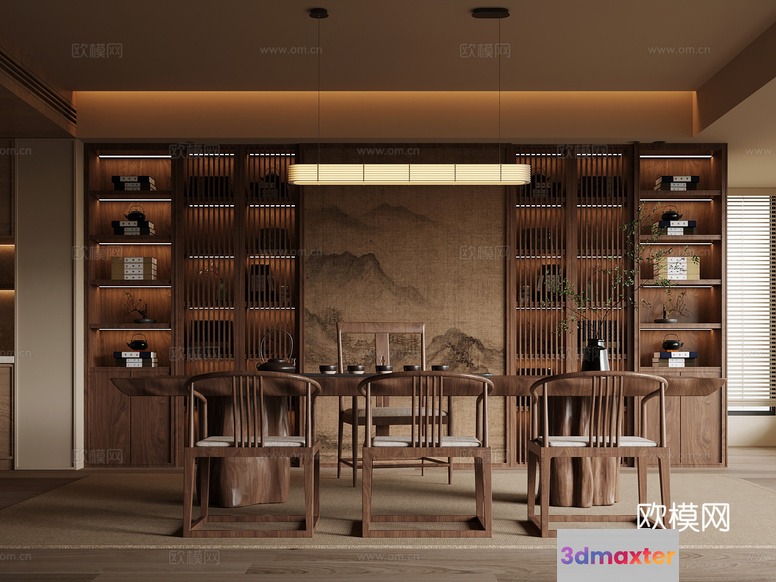 Wooden Dining Table 3D Model - 13258 - VRAY Render