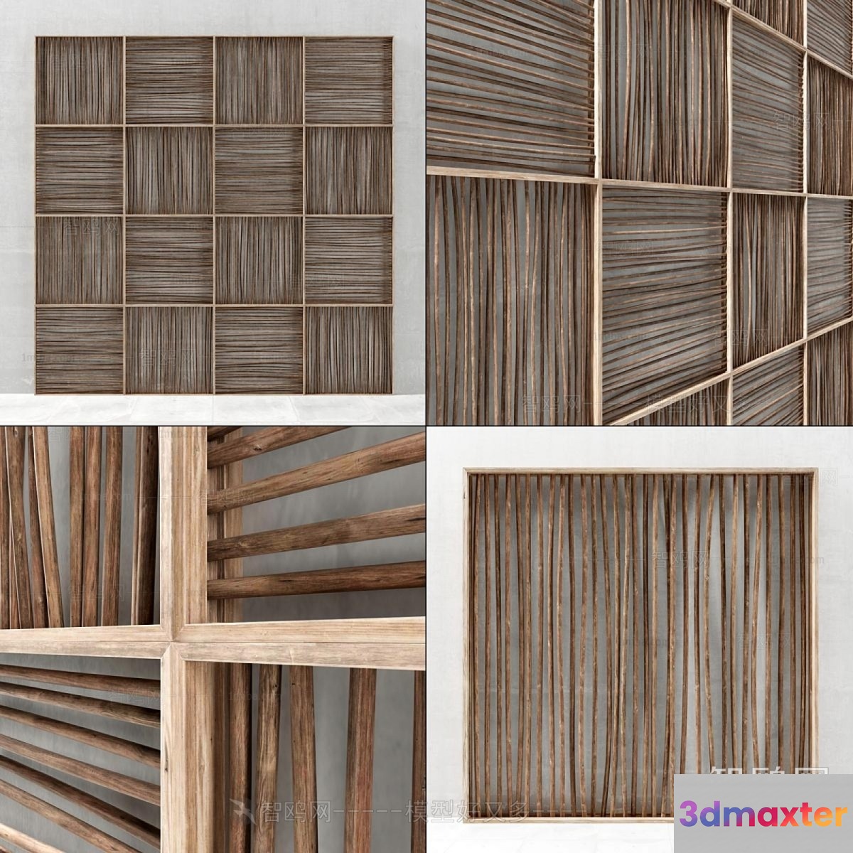 Wooden Decorative Wall Panel 3D Model - 14947 - VRAY Render