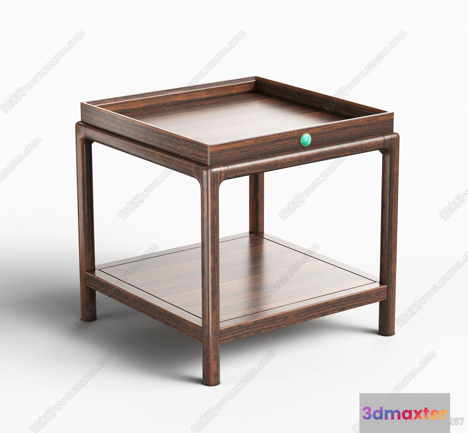 A Wooden Table With A Drawer And Shelf 3D Model - 23209 - VRAY Render