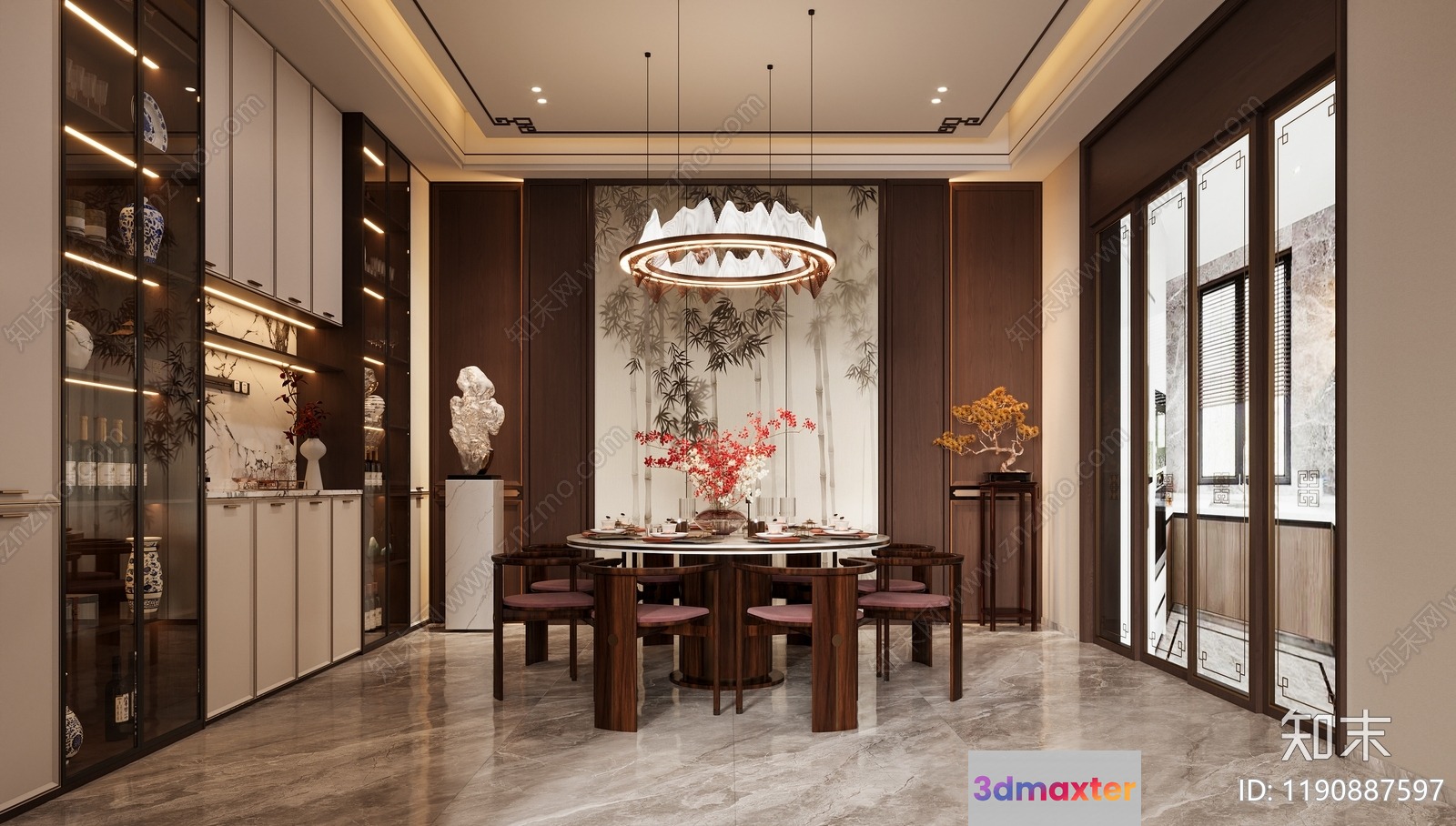 Modern Dining Room 3D Model - 18393 - VRAY Render