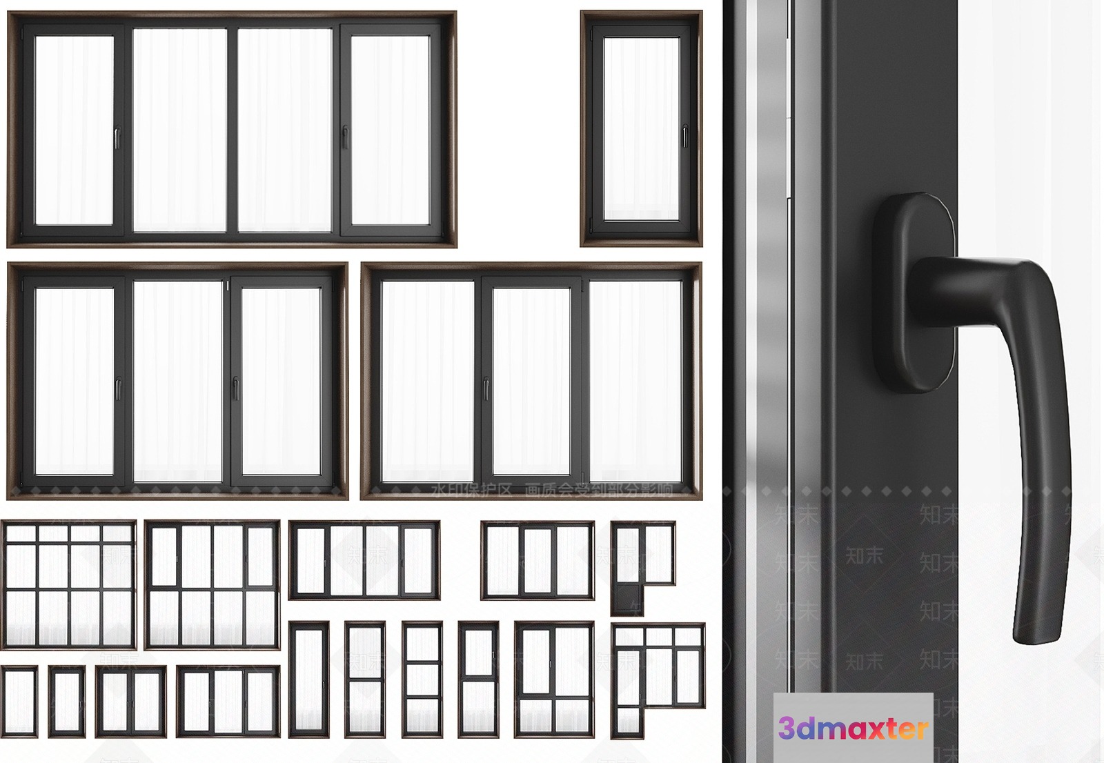 Modern Window Frames 3D Model - 15475 - VRAY Render