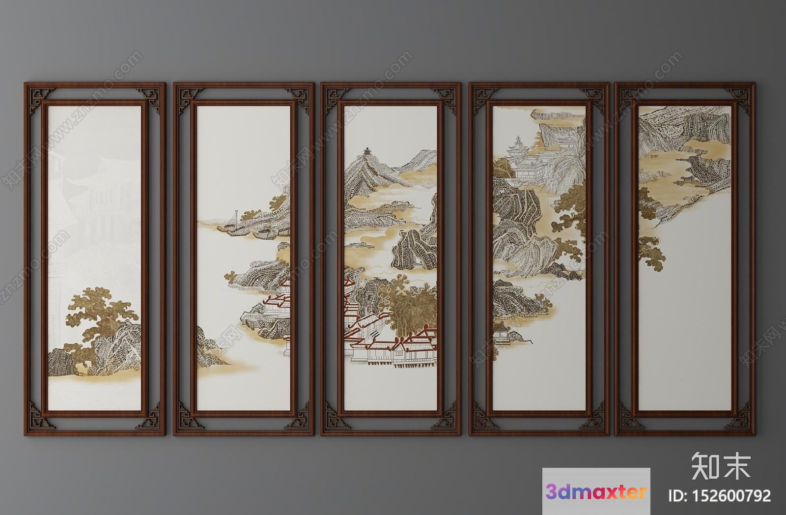 Traditional Chinese Artwork 3D Model - 1887 - VRAY Render