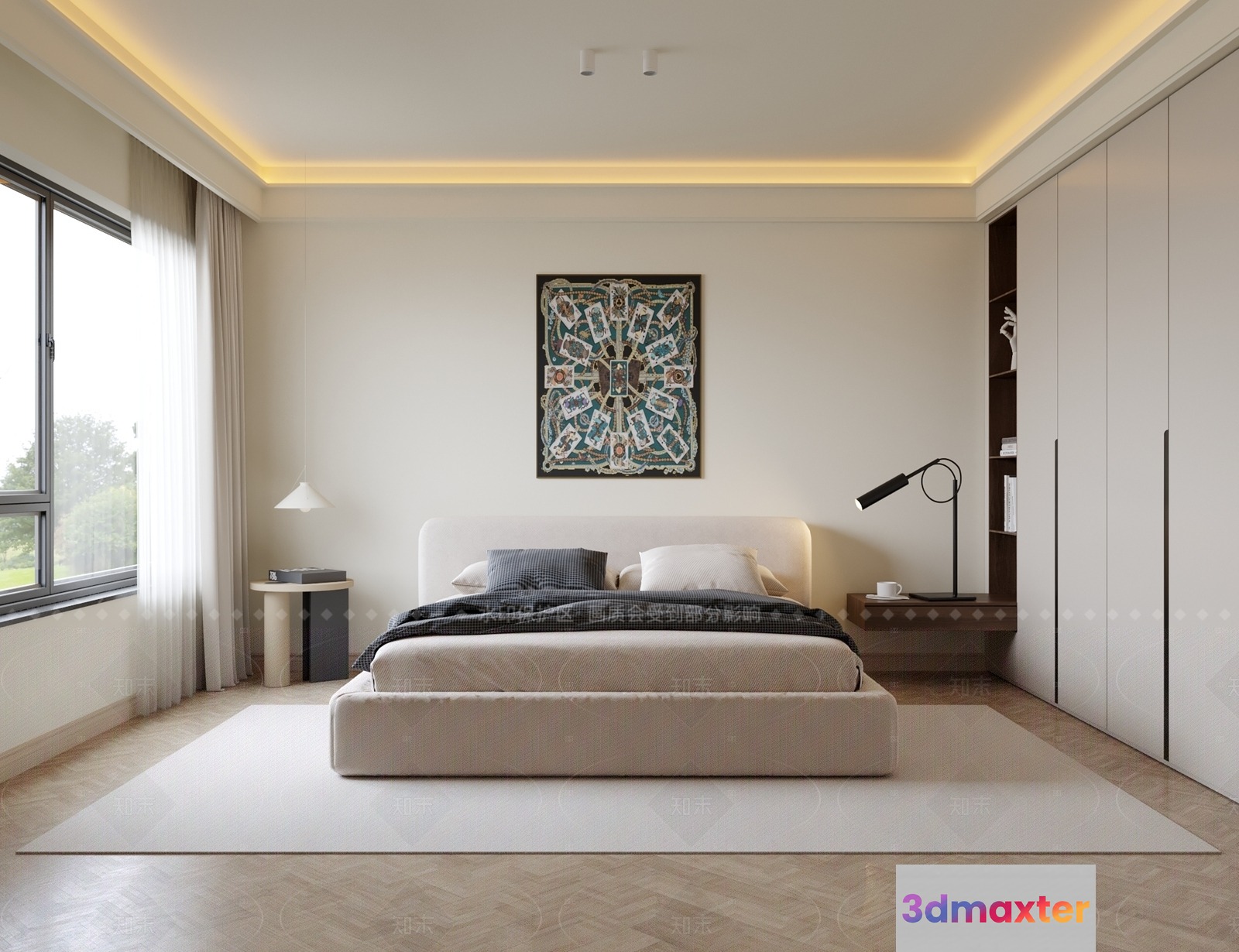 Modern Minimalist Bedroom 3D Model - 5216 - VRAY Render