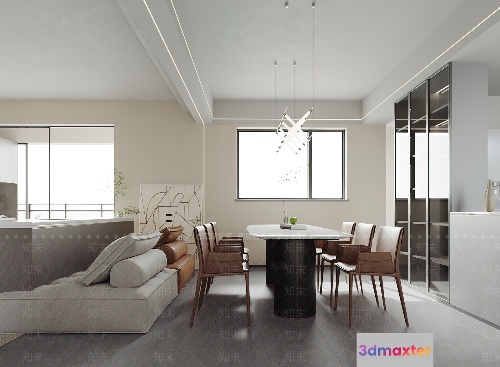 Modern Dining Room 3D Model - 22811 - VRAY Render