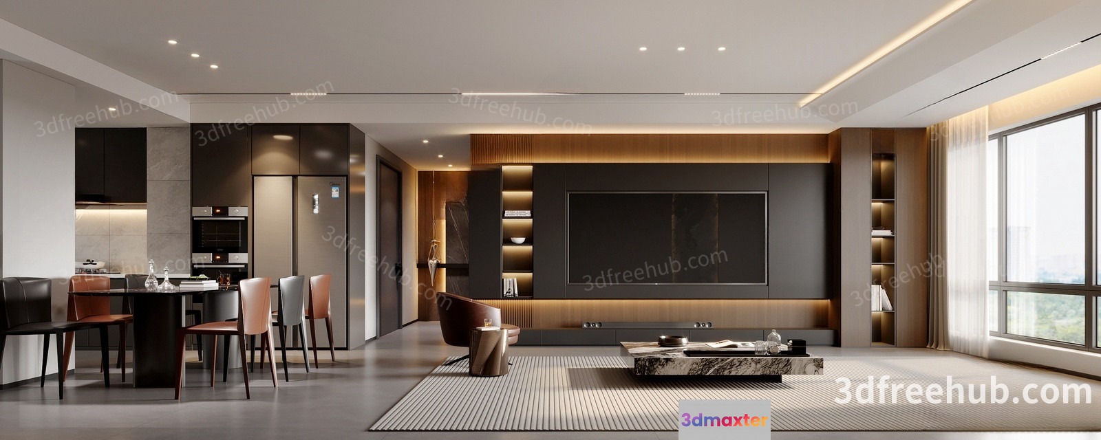 Modern Living Room 3D Model - 19606 - VRAY Render