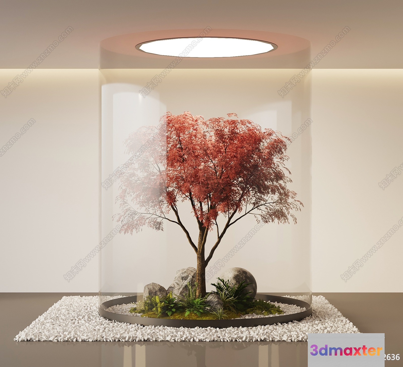 A Japanese Garden In A Glass Container 3D Model - 8068 - VRAY Render