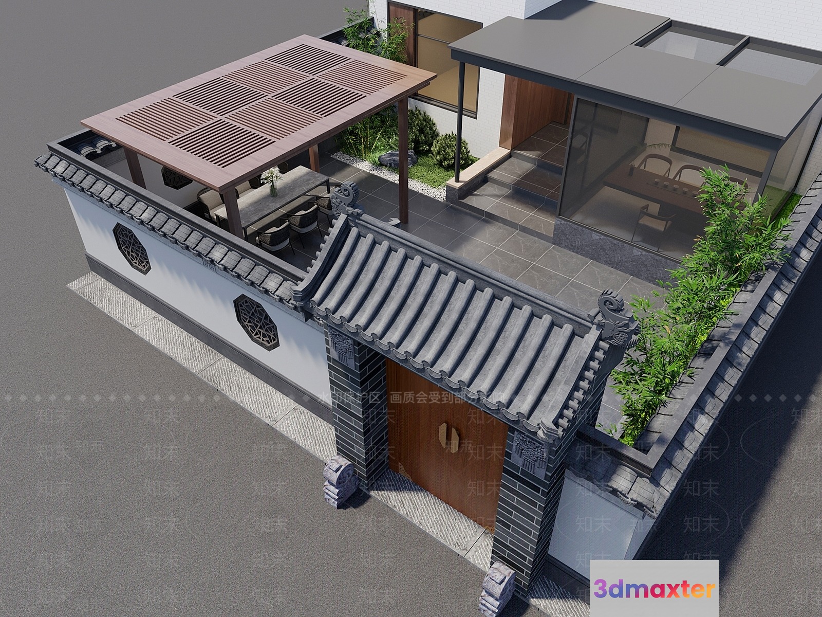 Modern Chinese House 3D Model - 10573 - VRAY Render