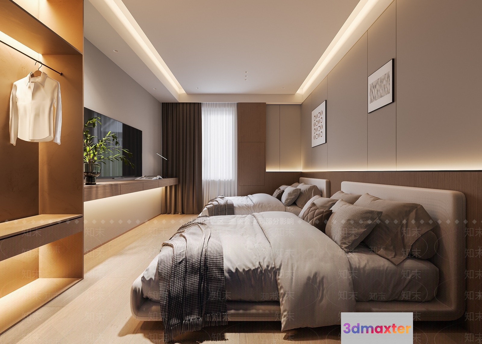 Modern Bedroom Interior 3D Model - 19218 - VRAY Render