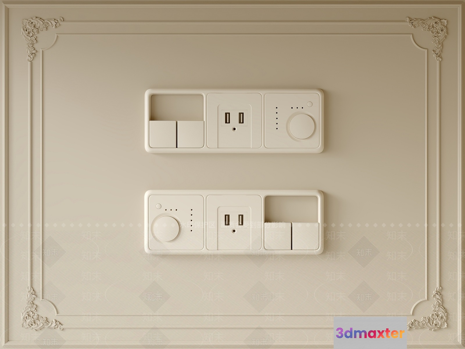 White Wall Switches 3D Model - 16665 - CORONA Render